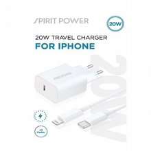 מטען מהיר Spirit Power לבית 20W כניסה Type C כולל כבל 1מ' לאייפון Lightening דגם TC-PD20W-V2 מטען מהיר Spirit Power לבית 20W כניסה Type C כולל כבל 1מ' לאייפון Lightening דגם TC-PD20W-V2