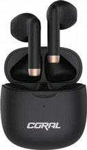 אוזניות אלחוטיות CORAL Twins T2 TWS עם סאונד איכותי ביותר בצבע שחור