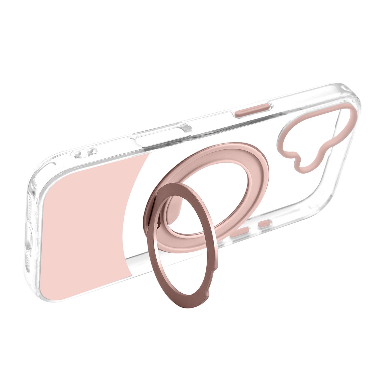 טבעת MagSafe מסתובבת נפתחת למעמד – כיסוי Velox MagRing New לאייפון 17 בגוון ורוד