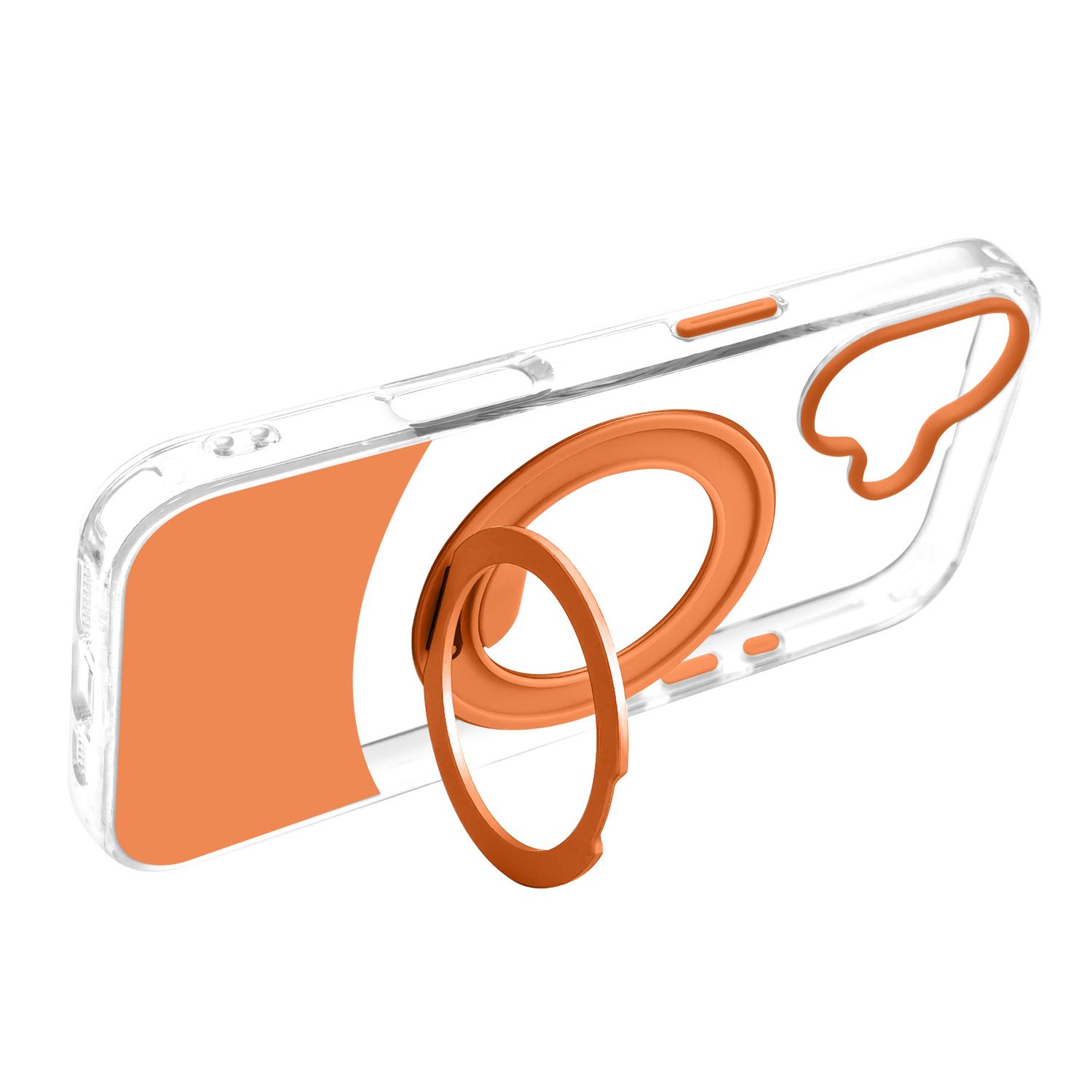 טבעת MagSafe מסתובבת נפתחת למעמד – כיסוי Velox MagRing New לאייפון 17 בגוון כתום