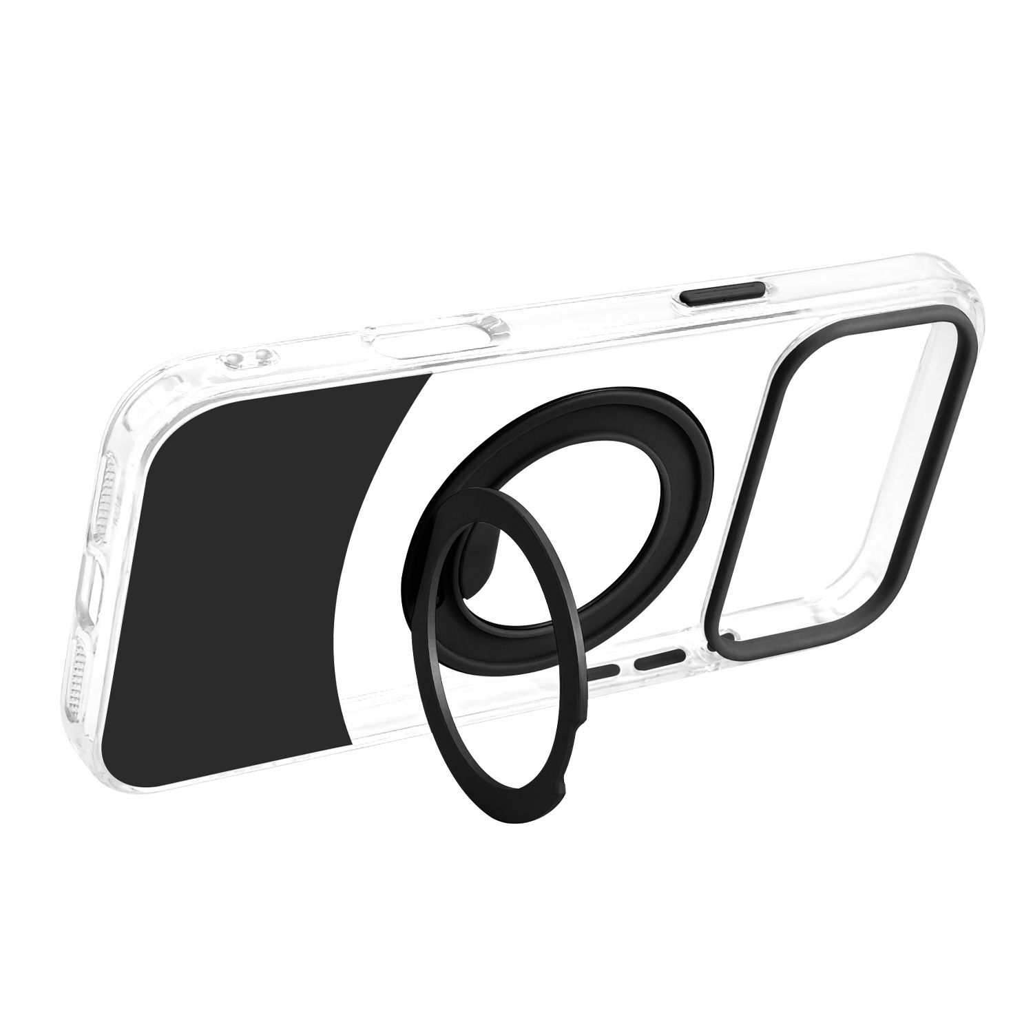 טבעת MagSafe מסתובבת נפתחת למעמד – כיסוי Velox MagRing New לאייפון 17 פרו בגוון שחור