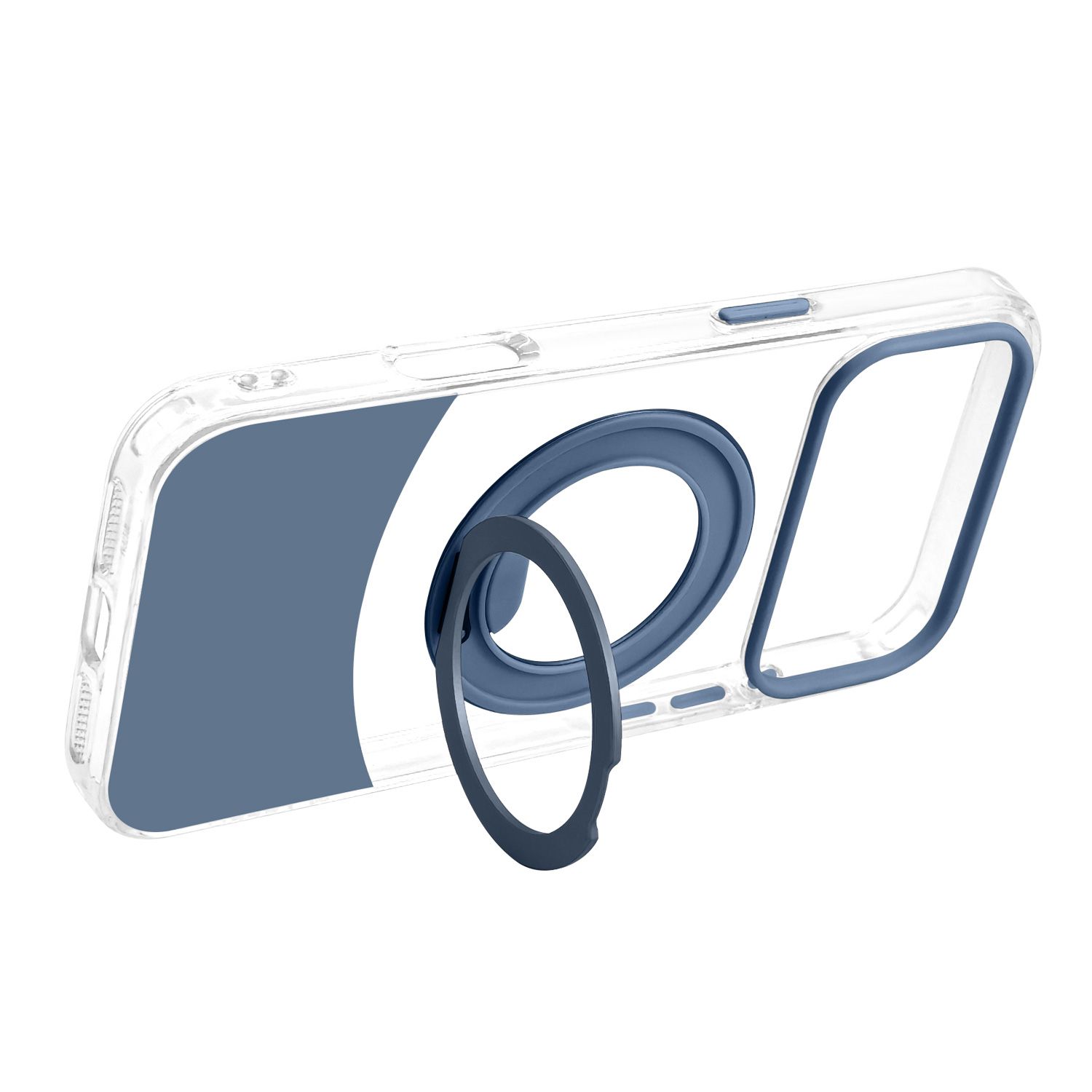טבעת MagSafe מסתובבת נפתחת למעמד – כיסוי Velox MagRing New לאייפון 17 פרו מקס בגוון כחול