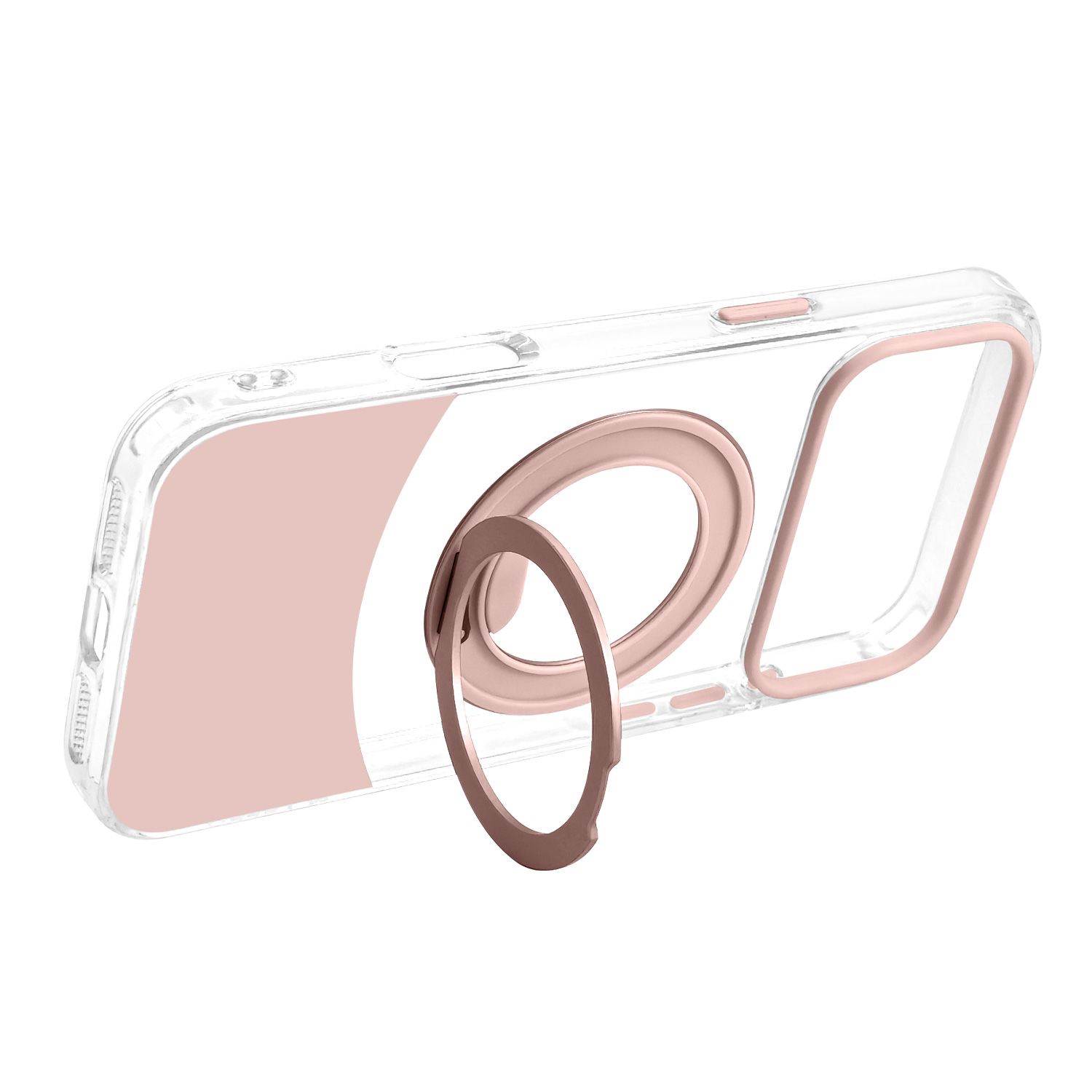 טבעת MagSafe מסתובבת נפתחת למעמד – כיסוי Velox MagRing New לאייפון 17 פרו מקס בגוון ורוד