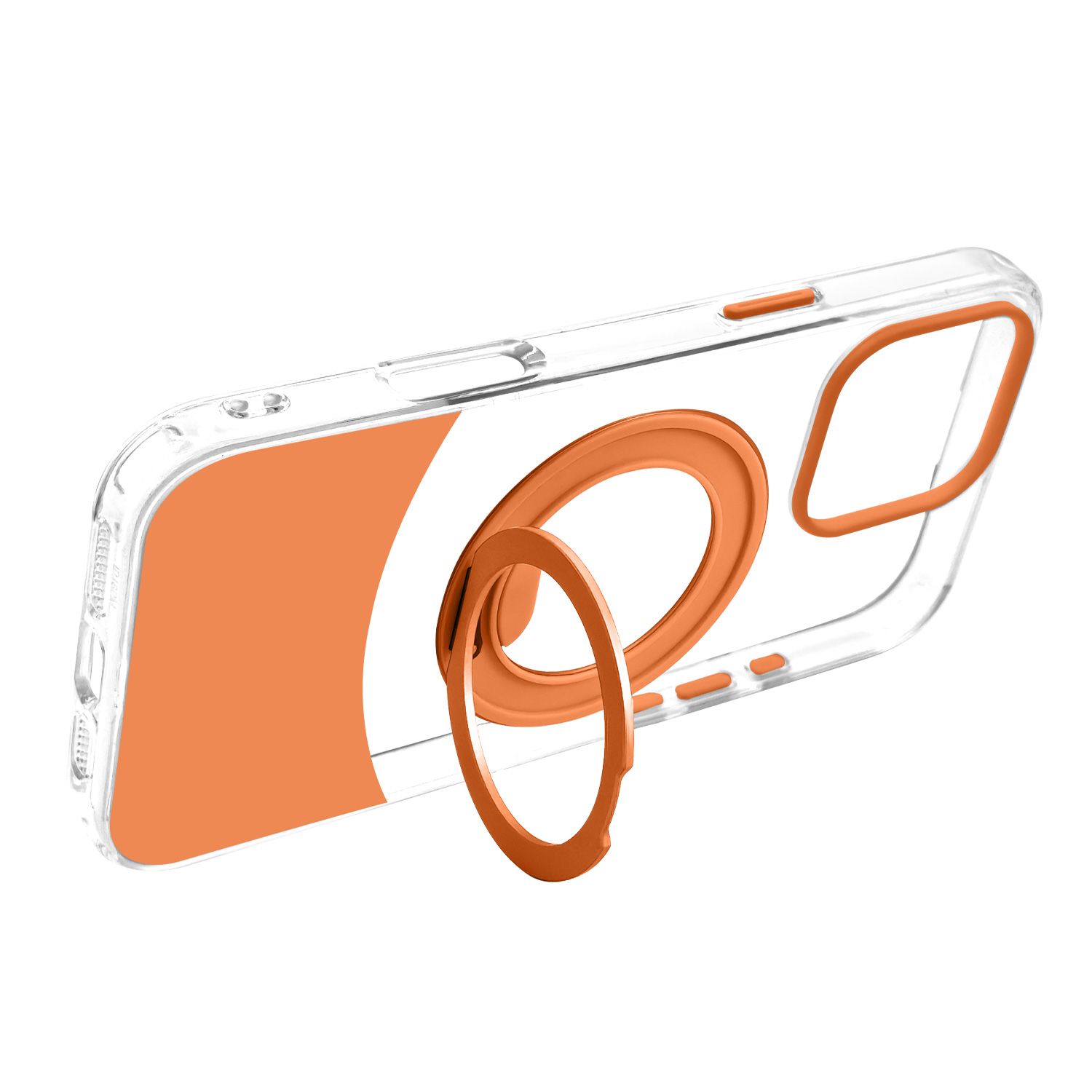 טבעת MagSafe מסתובבת נפתחת למעמד – כיסוי Velox MagRing New לאייפון 16 פרו בגוון כתום