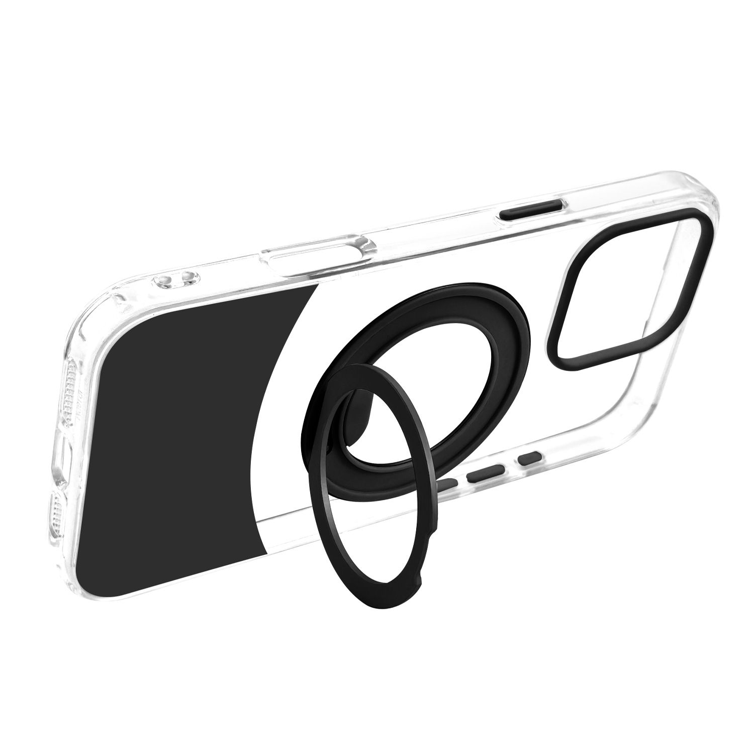 טבעת MagSafe מסתובבת נפתחת למעמד – כיסוי Velox MagRing New לאייפון 16 פרו מקס בגוון שחור