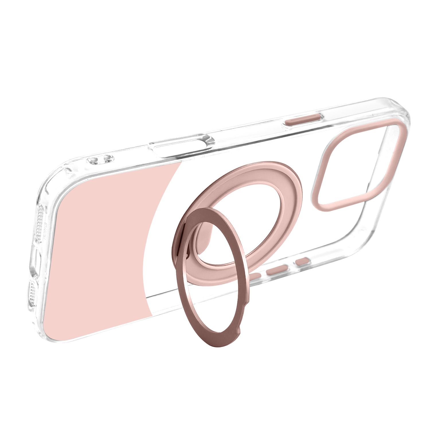 טבעת MagSafe מסתובבת נפתחת למעמד – כיסוי Velox MagRing New לאייפון 16 פרו מקס בגוון ורוד