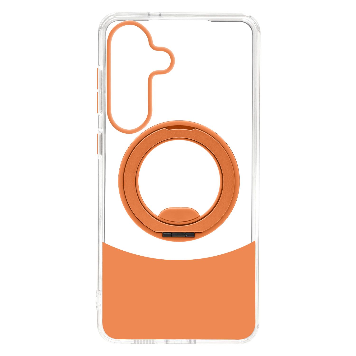 כיסוי Velox MagRing New לגלקסי S26 פלוס שקוף כתום – מבט אחורי עם טבעת MagSafe