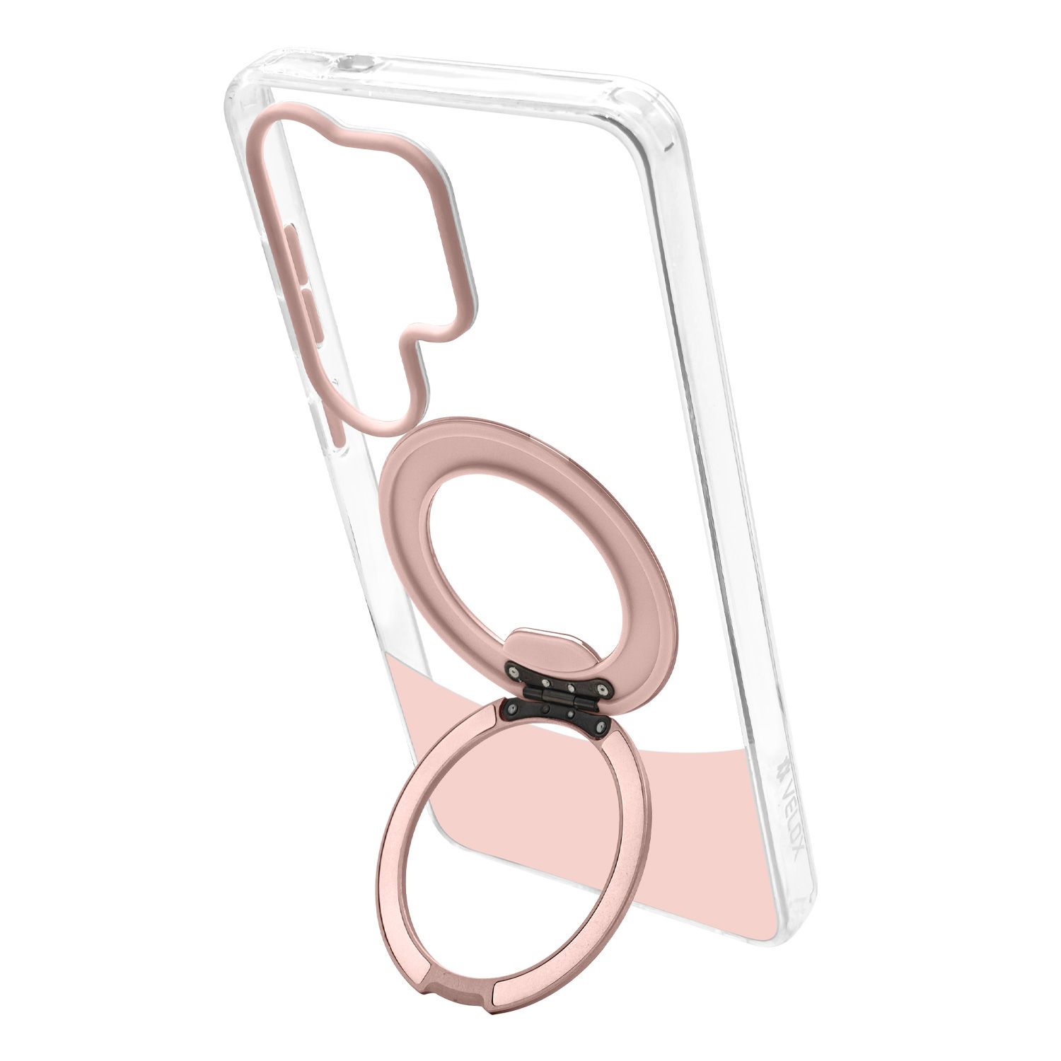 טבעת MagSafe מסתובבת נפתחת למעמד – כיסוי Velox MagRing New לגלקסי S26 אולטרה בגוון ורוד