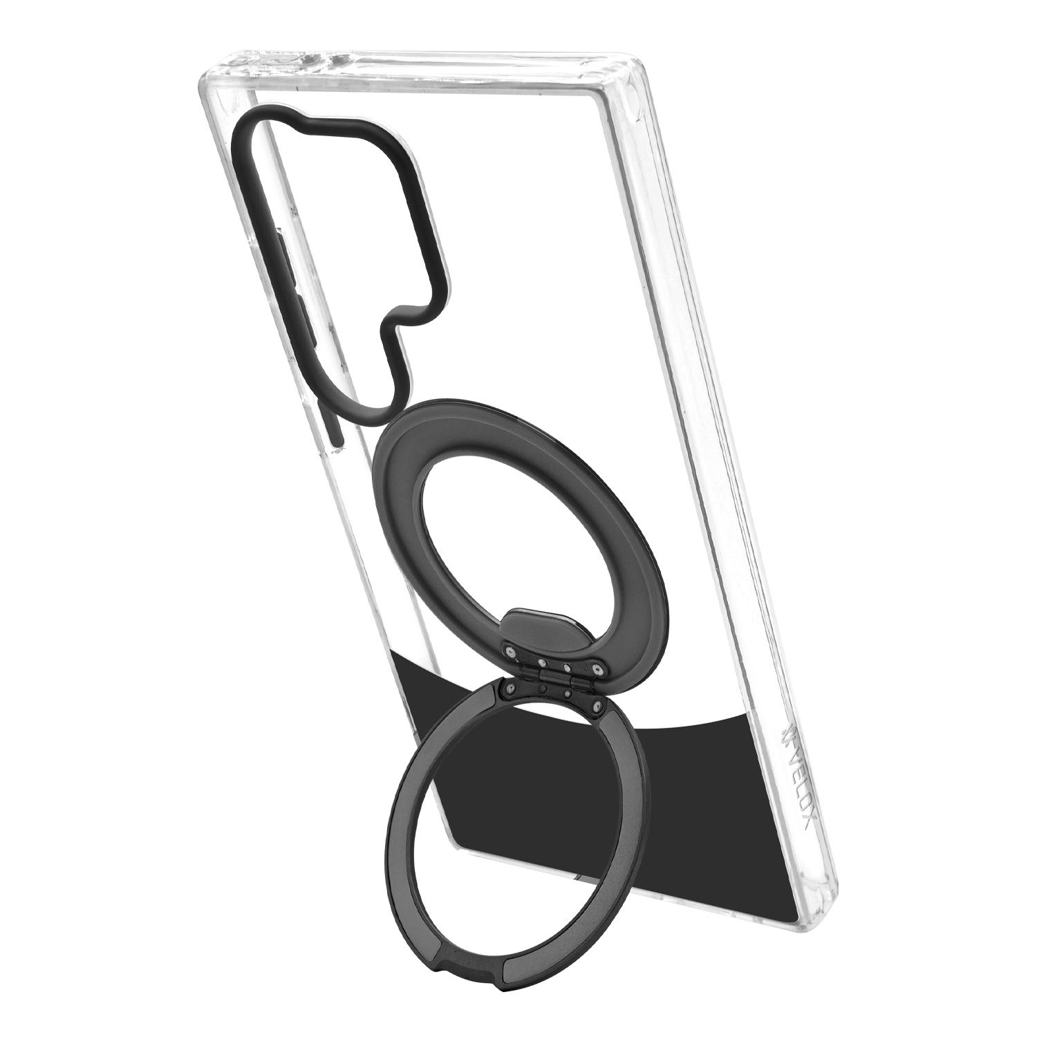 טבעת MagSafe מסתובבת נפתחת למעמד – כיסוי Velox MagRing New לגלקסי S24 אולטרה בגוון שחור