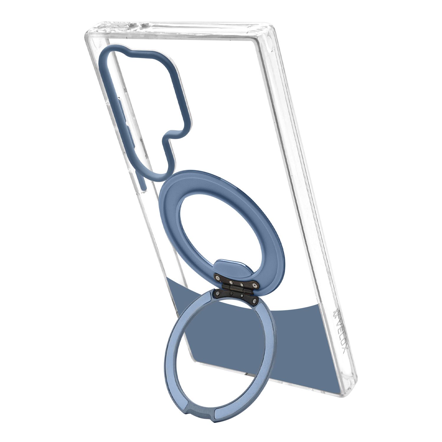 טבעת MagSafe מסתובבת נפתחת למעמד – כיסוי Velox MagRing New לגלקסי S24 אולטרה בגוון כחול