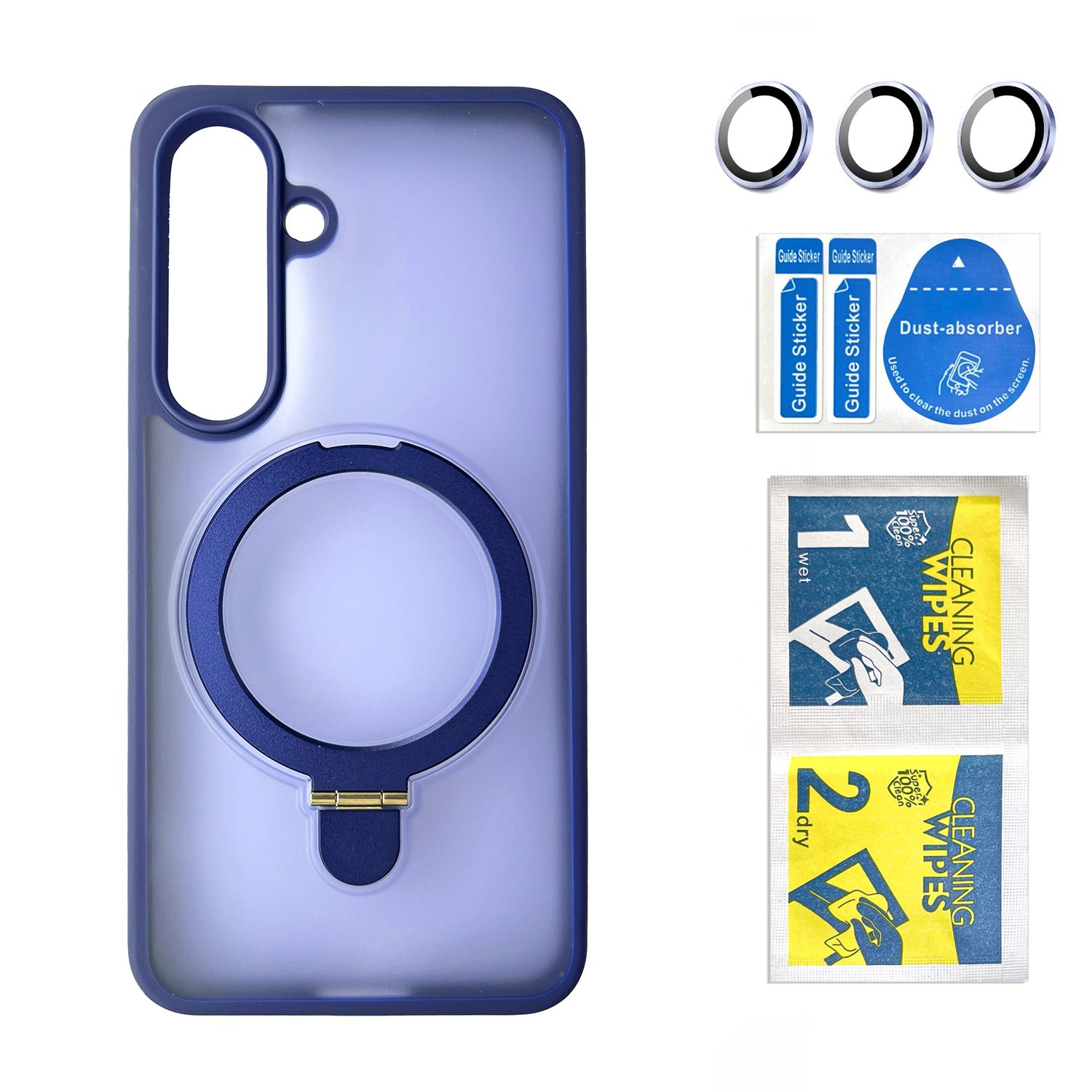 כיסוי Velox MagRing לגלקסי S25 בצבע כחול מט – מבט על הכיסוי